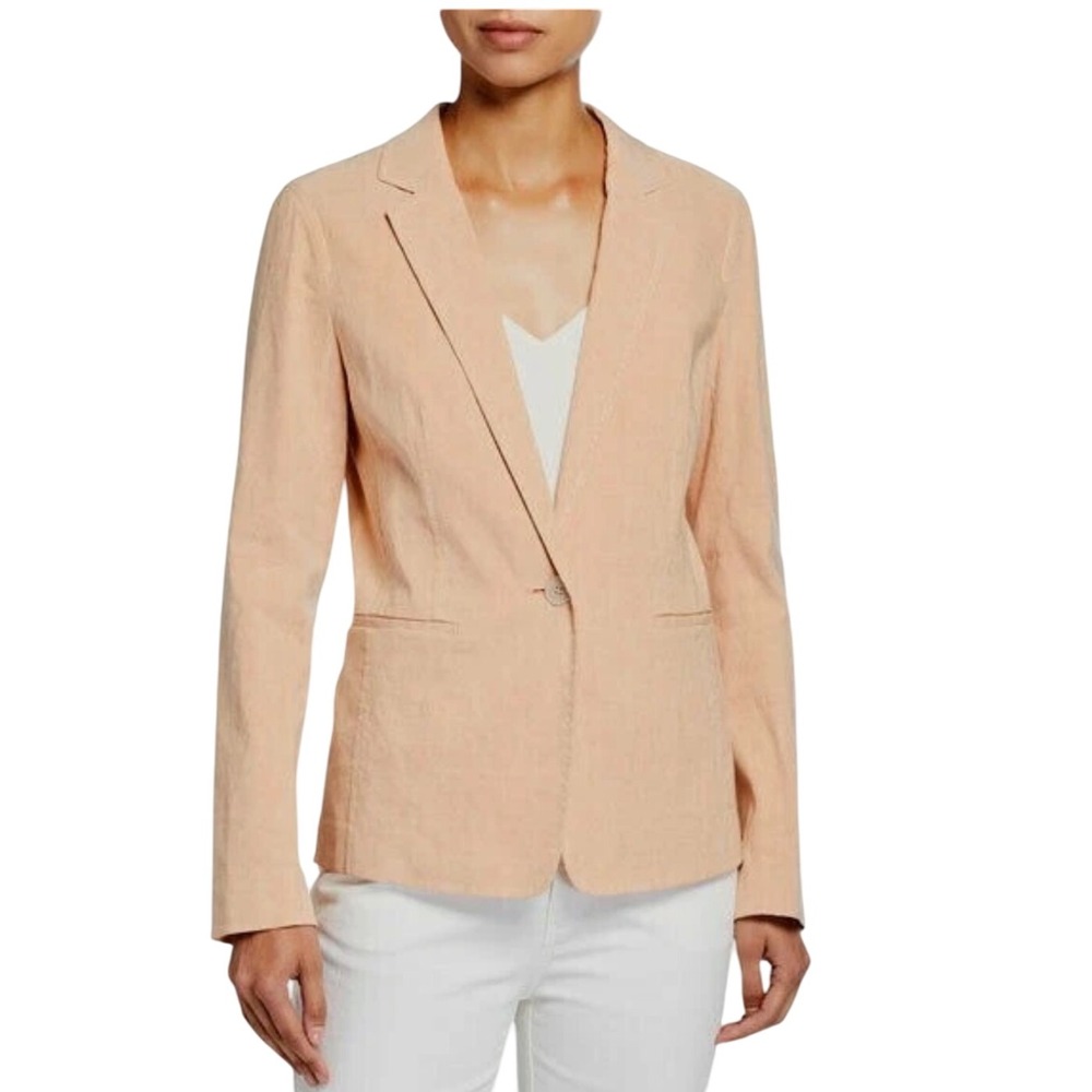 Lafayette 148 New York‎ Lyndon Jacket In Creamsicle Melange Linen Blend 8